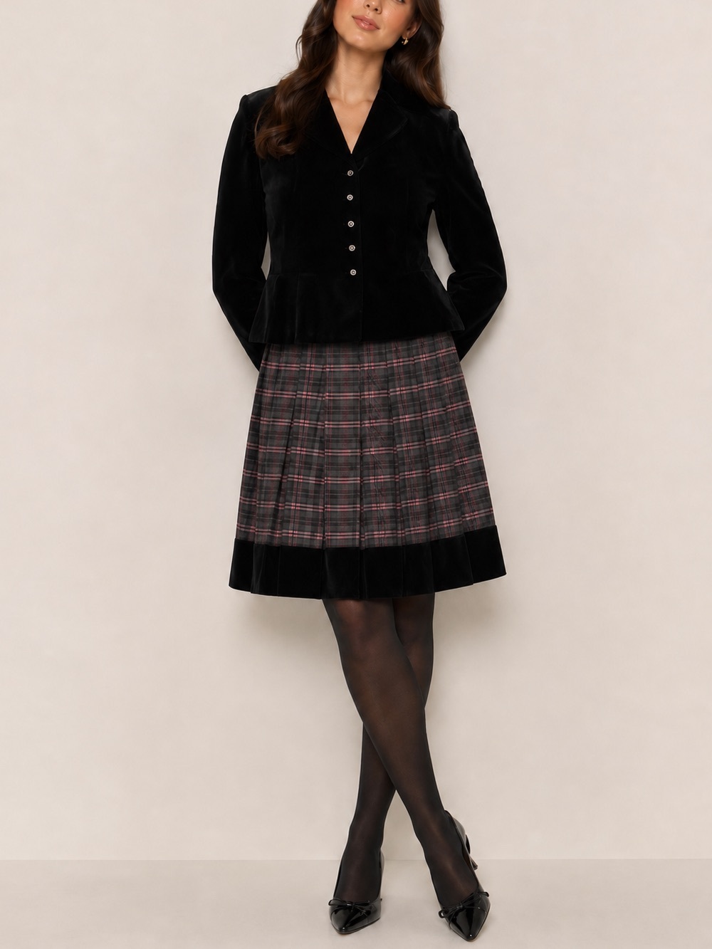 Talbots Velvet Blazer Jacket and Skirt Two Piece Black Academia Women’s Size 14